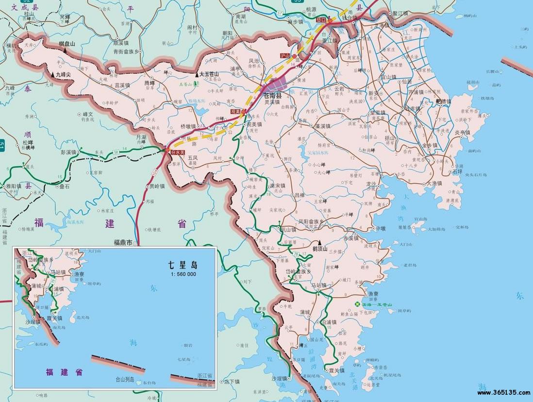 苍南县行政区划图